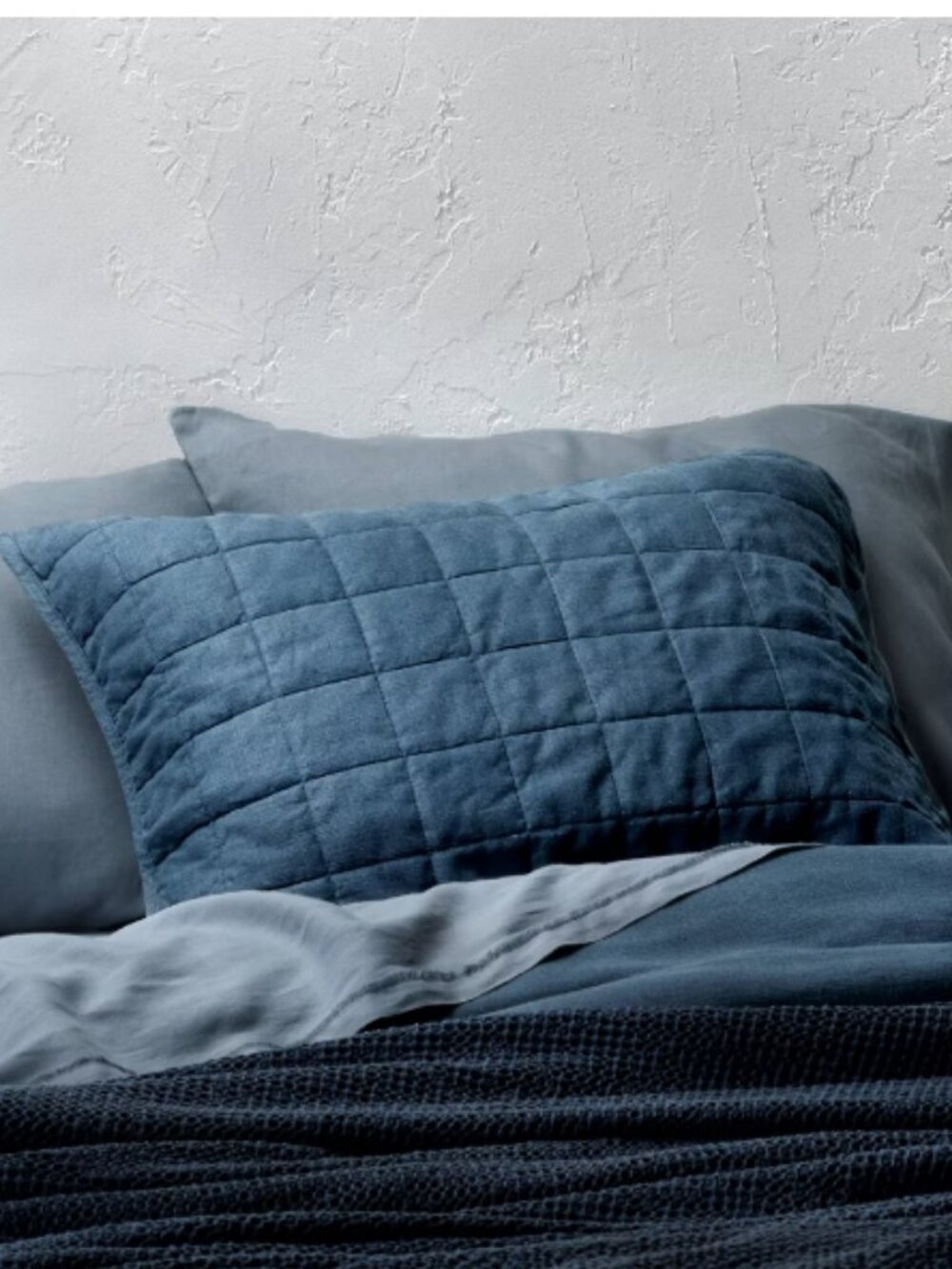 Casaluna navy blue quilted linen rayon king pillowcase sham